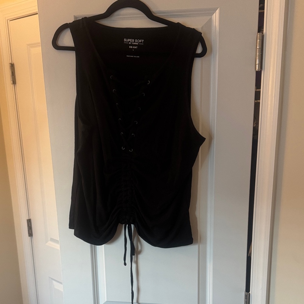 Torrid Black Lace-Up Tank Top